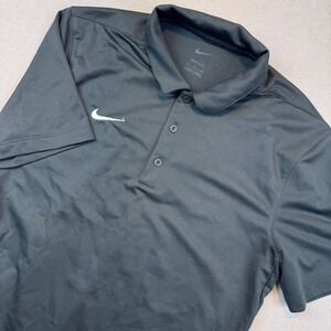 Nike Small Polo Shirt Mens Dark Gray Dri-FIT Short Sleeve Performance